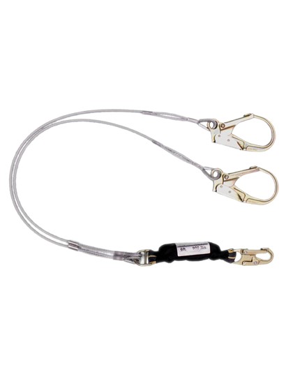 Elk River Cable Zorber 6' Twin Leg Energy-Absorbing Lanyard – Snap Hook and Rebar Hook
