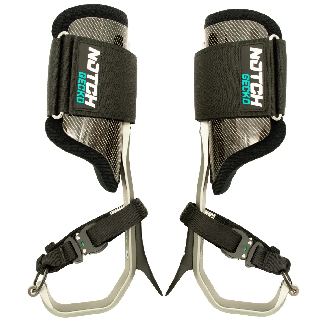 Notch Gecko Aluminum 3.0 Climbers – ASTM F887, 350 lb Capacity, Tree and Pole Gaffs Included