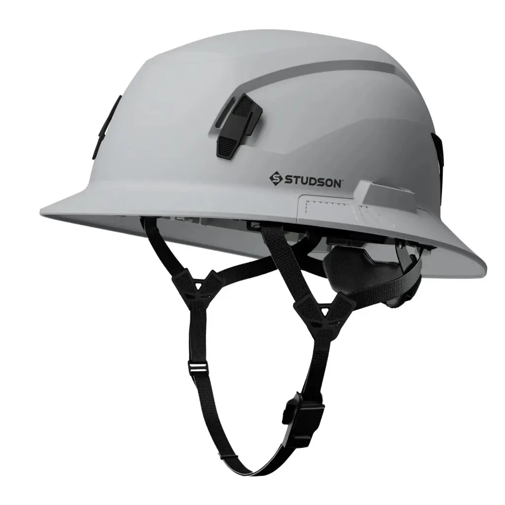 STUDSON SHK-1 Full-Brim Non-Vented Safety Helmet – White & Gray (Gray)