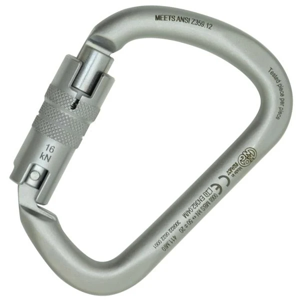 KONG X-Large Carbon Twist Lock ANSI Steel Carabiner | Lunar White