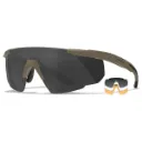 Wiley X SABER ADVANCED Ballistic Safety Glasses – Matte Tan – 3-Lens Kit