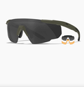 Wiley X SABER ADVANCED Ballistic Safety Glasses – Matte OD Green – 3-Lens Kit