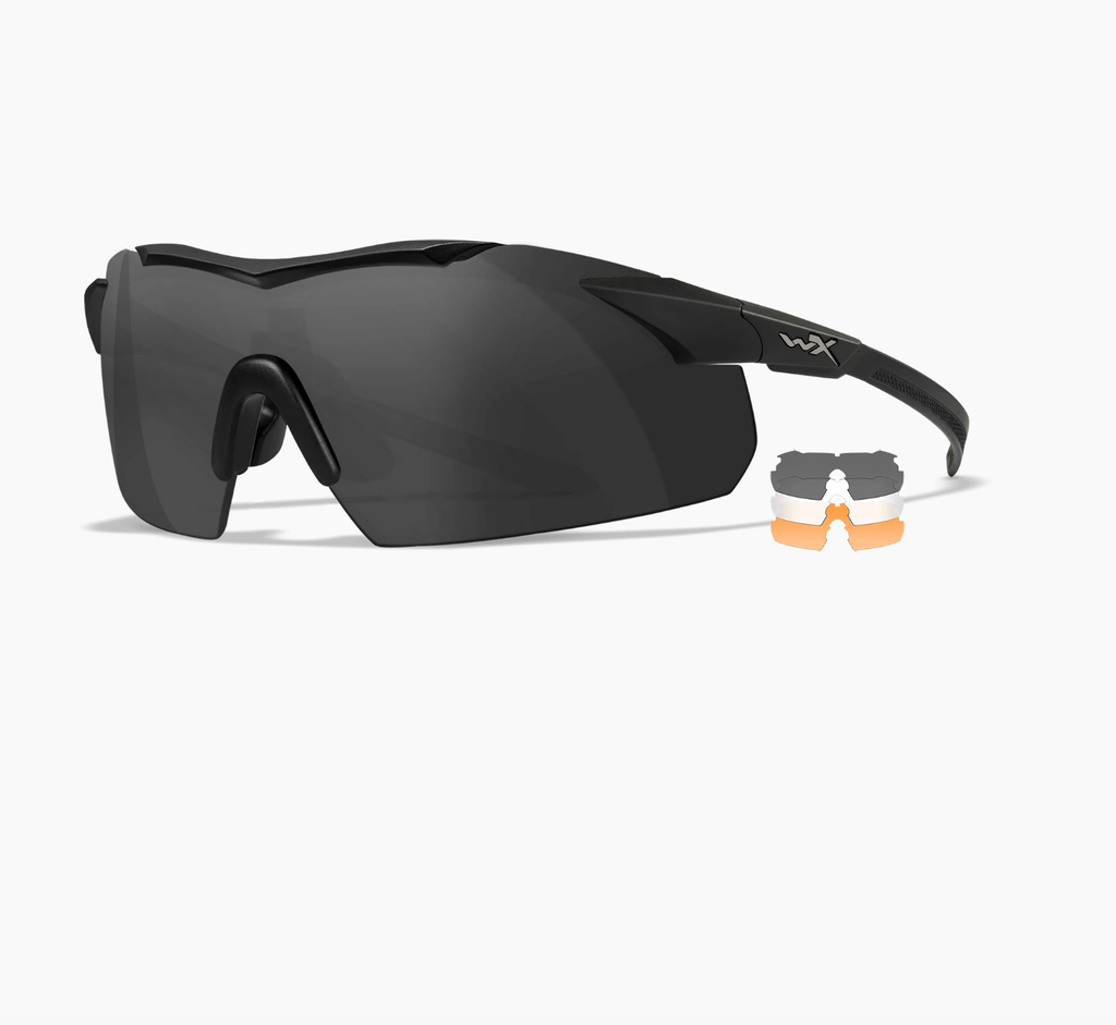 Wiley X WX VAPOR Ballistic Safety Glasses – COMM Temples – 3-Lens Kit (Bright Yellow)