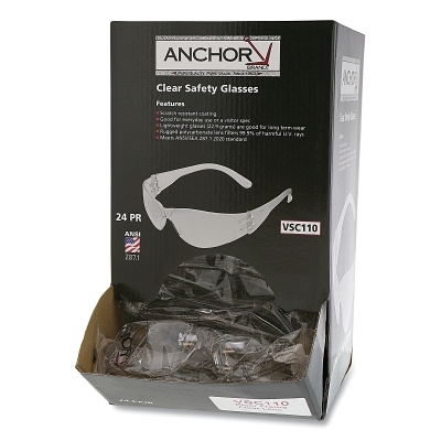 Anchor Brand Clear Frameless Safety Glasses – Dispenser Box (24 Pairs)