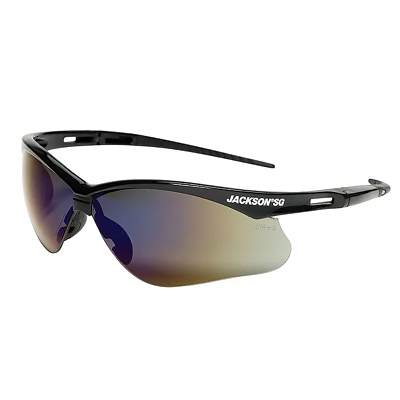 Jackson Safety SG Series Safety Glasses – Blue Mirror Lens / Black Half-Frame (12 Pair)