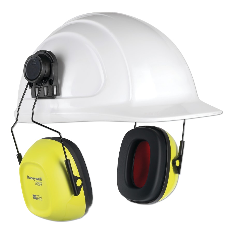 Howard Leight VeriShield 100 Series VS130HHV Passive Earmuffs – 27 dB NRR / Hi-Viz Yellow / Hard Hat Mounted