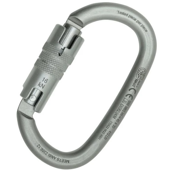 KONG Ovalone Carbon Twist Lock ANSI Steel Carabiner | Lunar White