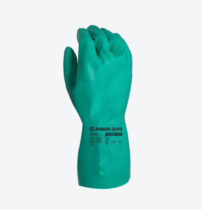 Armor Guys Chemiflex 05-003 13-Inch Flock-Lined Nitrile Chemical Resistant Gloves – (12-Pack) (XS)